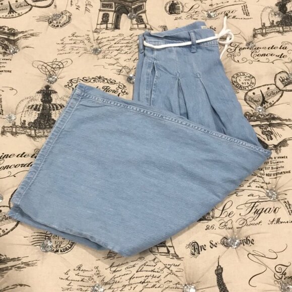 TOPSHOP MOTO Pleat Tie Crop Wide-Leg Jeans - Picture 7 of 7